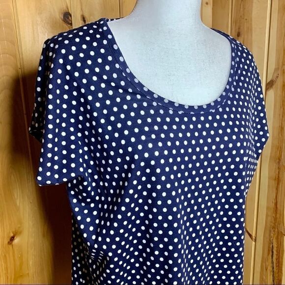 Michael Kors NWT blue/ white polka dot top size L - Picture 2 of 8